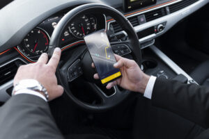 driver dressed elegant costume